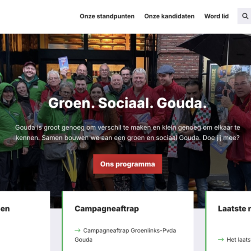 Screenshot van de nieuwe Groenlinks PVDA website